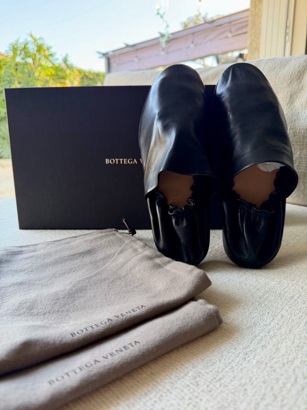 Bottega Veneta Black Leather Slip-On Loafers